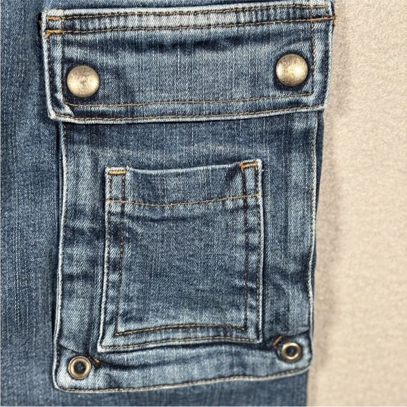 Vintage Y2K Bebe Maxi Cargo Jeans Womens Small Blue Stretch Denim Grunge Pockets - Picture 4 of 15